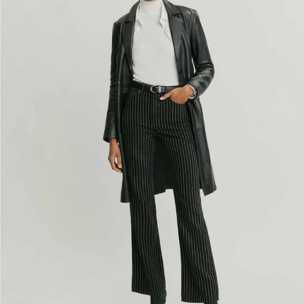 Reformation Georgia Pinstripe High Rise Flare Jeans - NWT